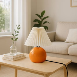 Opviq Lámpara de mesa Crema y Naranja